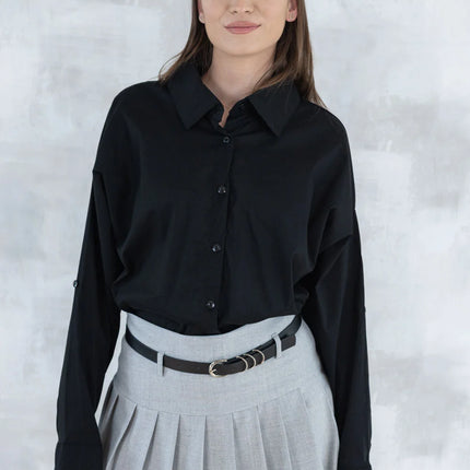 Fustă plisată cu pantalon fin integrat- gri 6006 - NIZIA