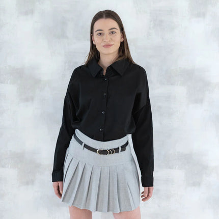 Fustă plisată cu pantalon fin integrat- gri 6006 - NIZIA