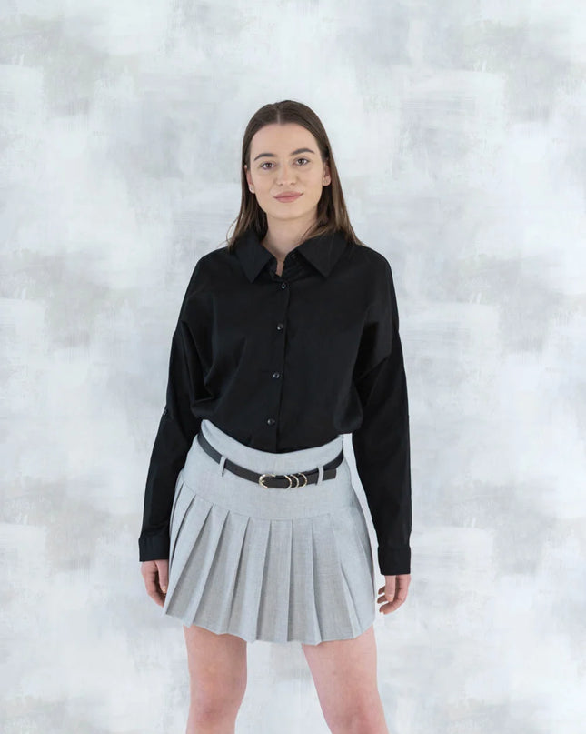 Fustă plisată cu pantalon fin integrat- gri 6006 - NIZIA