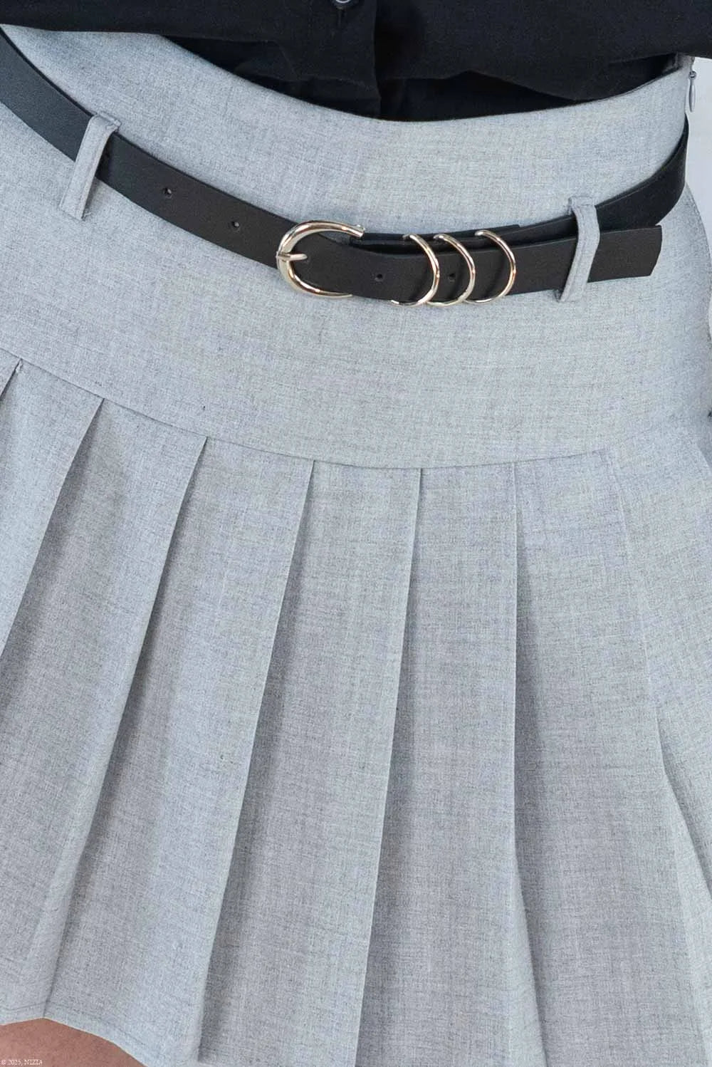 Fustă plisată cu pantalon fin integrat- gri 6006 - NIZIA