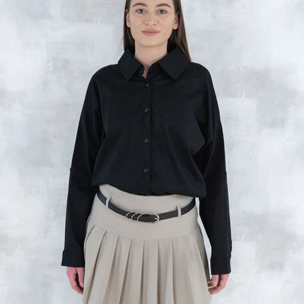 Fustă plisată cu pantalon fin integrat- bej 6007 - NIZIA