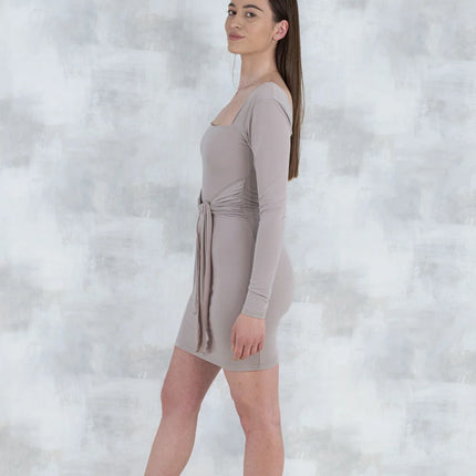 Rochie bej cu efect modelator 10004 - NIZIA