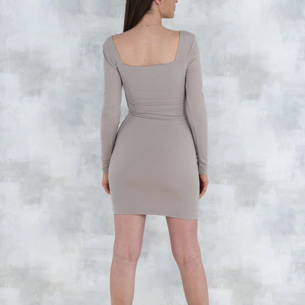Rochie bej cu efect modelator 10004 - NIZIA