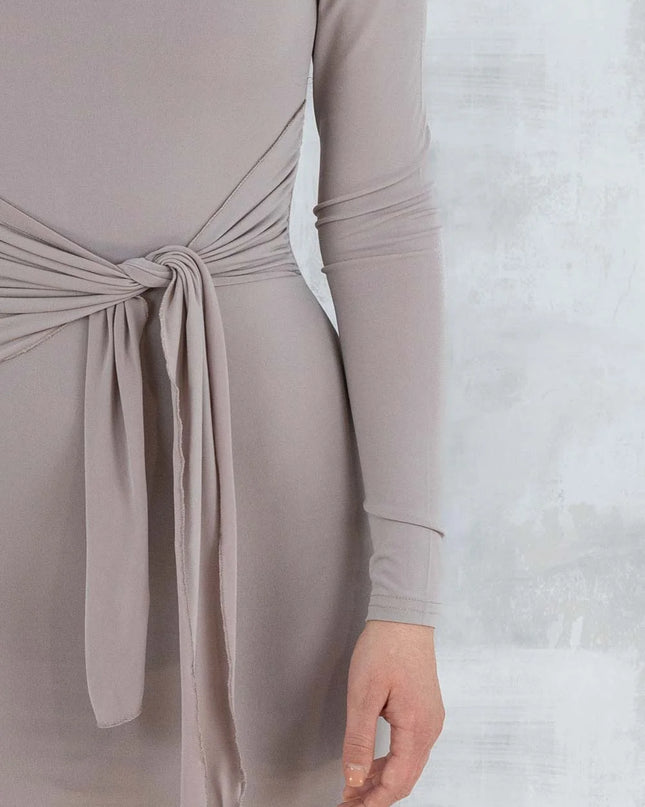 Rochie bej cu efect modelator 10004 - NIZIA
