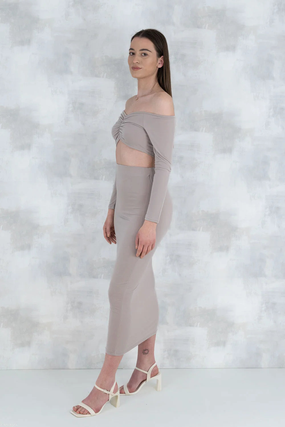 Compleu bej- fusta si top 5013 - NIZIA