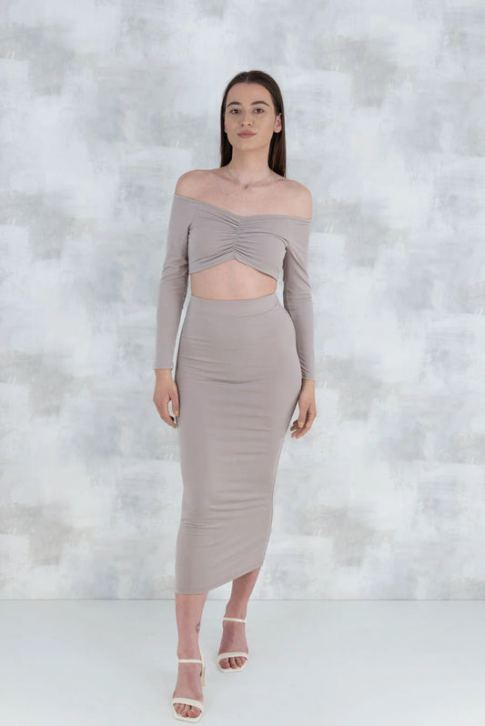 Compleu bej- fusta si top 5013 - NIZIA