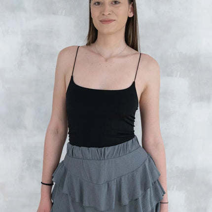 Fustă volane cu pantalon fin integrat -gri 6005 - NIZIA