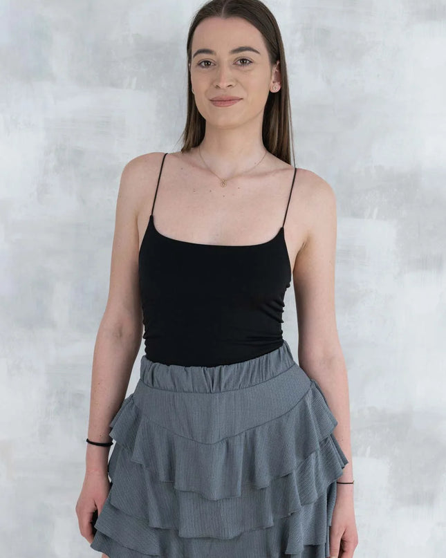 Fustă volane cu pantalon fin integrat -gri 6005 - NIZIA