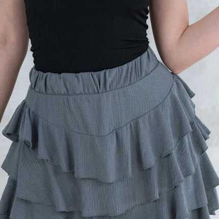 Fustă volane cu pantalon fin integrat -gri 6005 - NIZIA
