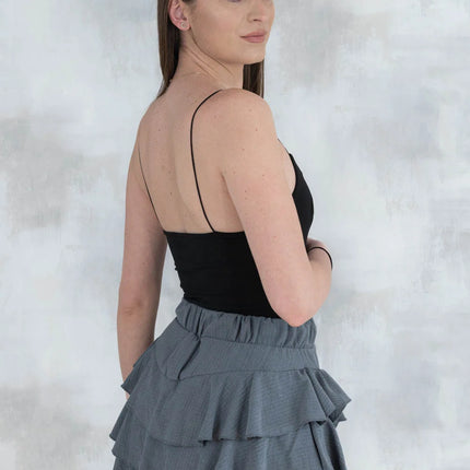 Fustă volane cu pantalon fin integrat -gri 6005 - NIZIA
