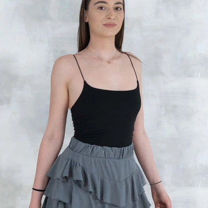 Fustă volane cu pantalon fin integrat -gri 6005 - NIZIA