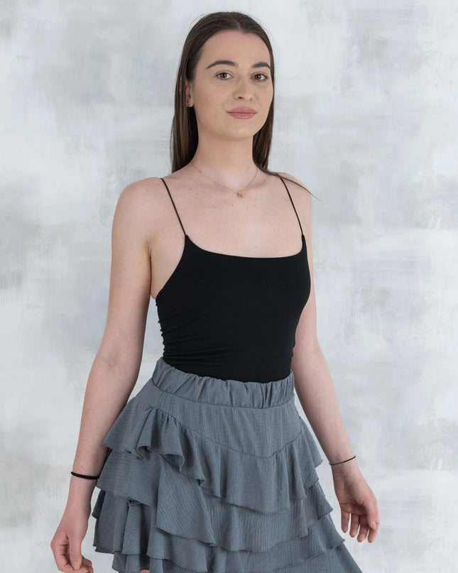 Fustă volane cu pantalon fin integrat -gri 6005 - NIZIA