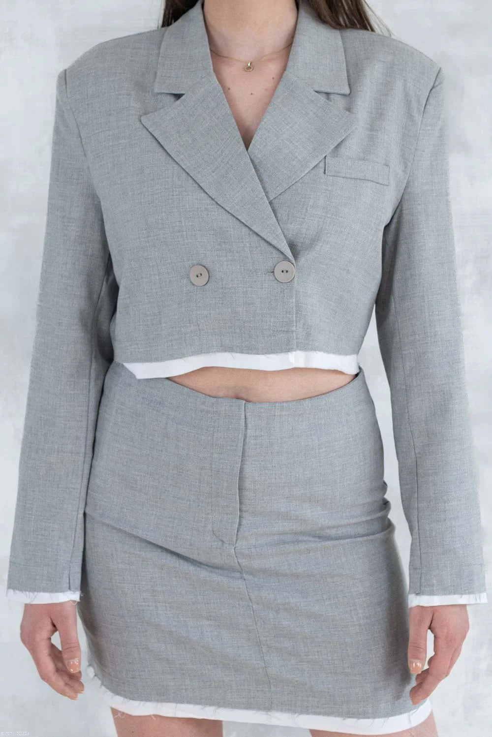 Set Office Chic – Sacou Cropped & Fustă 5015 - NIZIA