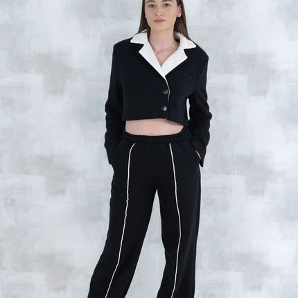 Compleu negru casual- pantalon& sacou 5007 - NIZIA