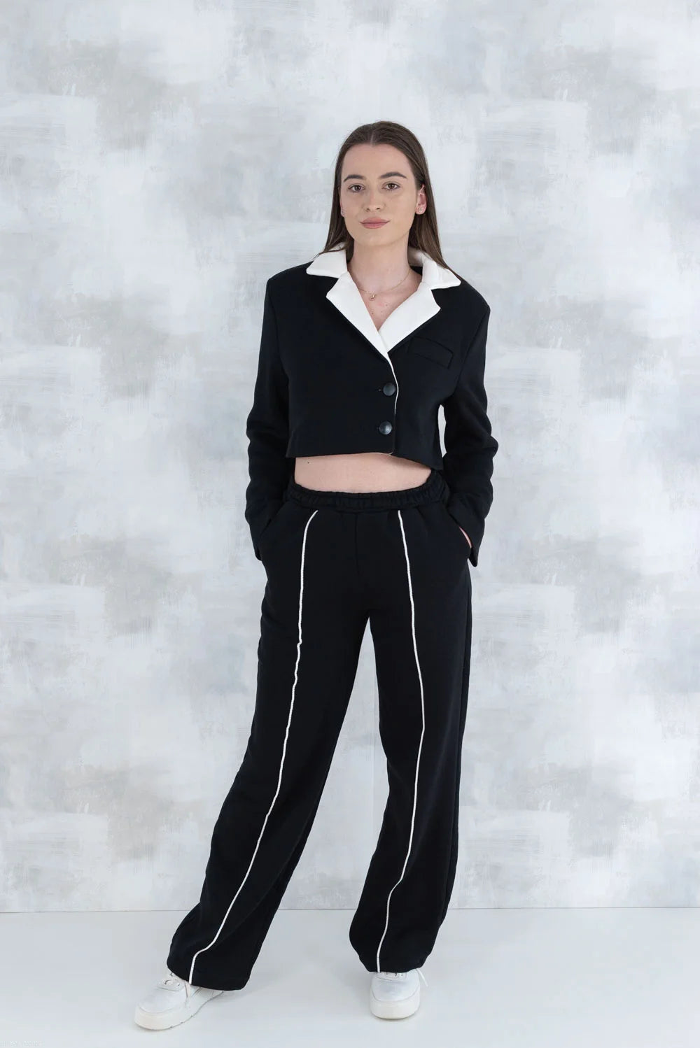 Compleu negru casual- pantalon& sacou 5007 - NIZIA