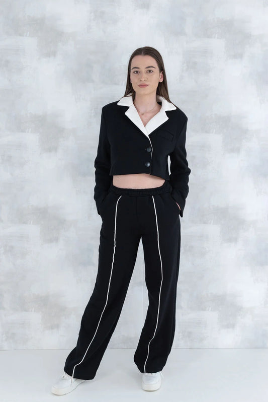 Compleu negru casual- pantalon& sacou 5007 - NIZIA