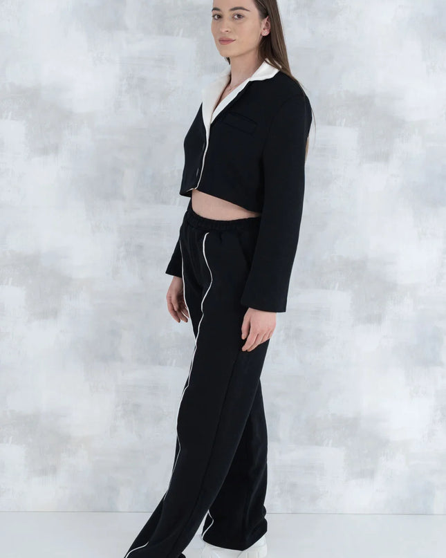 Compleu negru casual- pantalon& sacou 5007 - NIZIA