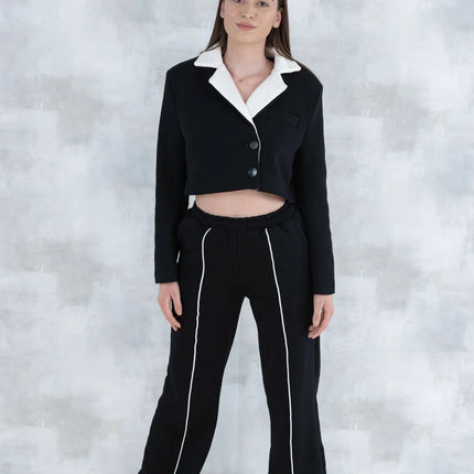 Compleu negru casual- pantalon& sacou 5007 - NIZIA