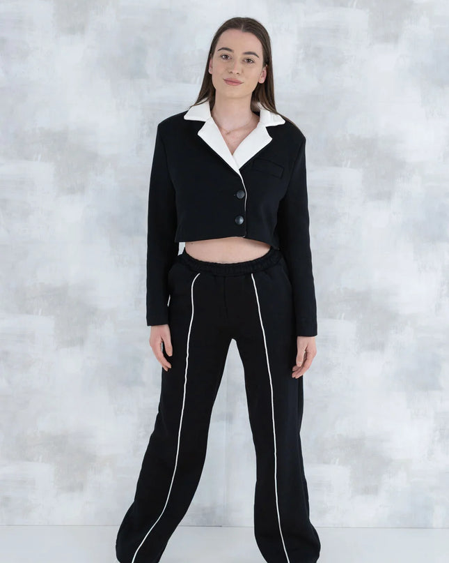 Compleu negru casual- pantalon& sacou 5007 - NIZIA