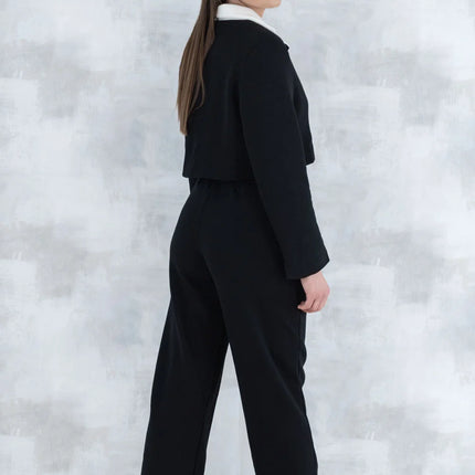 Compleu negru casual- pantalon& sacou 5007 - NIZIA