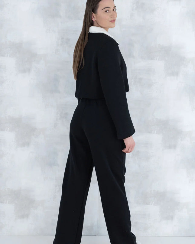 Compleu negru casual- pantalon& sacou 5007 - NIZIA