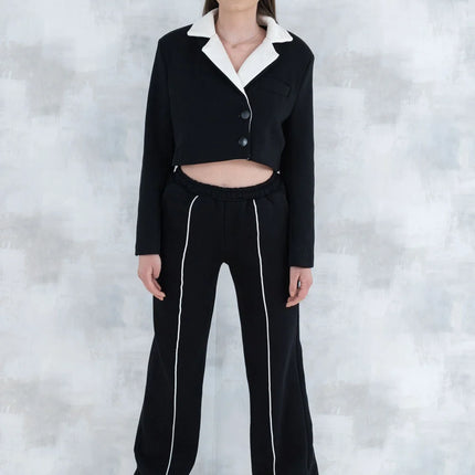 Compleu negru casual- pantalon& sacou 5007 - NIZIA