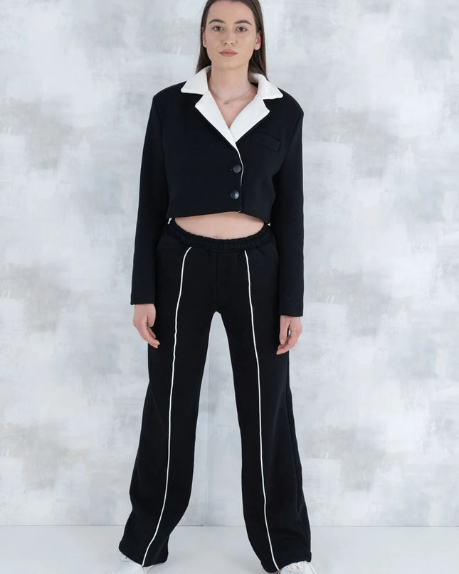 Compleu negru casual- pantalon& sacou 5007 - NIZIA