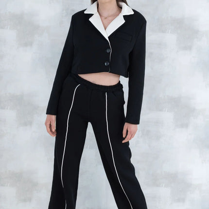 Compleu negru casual- pantalon& sacou 5007 - NIZIA