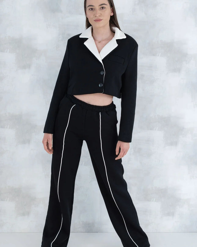 Compleu negru casual- pantalon& sacou 5007 - NIZIA