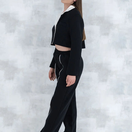 Compleu negru casual- pantalon& sacou 5007 - NIZIA